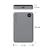 dbramante1928 re-charge - Power Bank 10K Wireless LED - Grey, 10000 mAh, Wireless charging, 3.85 V, Grey