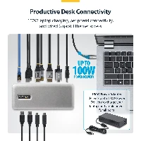 StarTech.com 199UE-USBC-DOCK, Wired, USB 3.2 Gen 2 (3.1 Gen 2) Type-C, 10,100,1000 Mbit/s, Grey, 10 Gbit/s, 4K Ultra HD