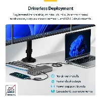 StarTech.com 199UE-USBC-DOCK, Wired, USB 3.2 Gen 2 (3.1 Gen 2) Type-C, 10,100,1000 Mbit/s, Grey, 10 Gbit/s, 4K Ultra HD