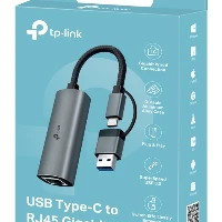 TP-Link USB Type-C to RJ45 Gigabit Ethernet Network Adapter, Wired, USB Type-A/USB Type-C, Ethernet, 1000 Mbit/s, Grey