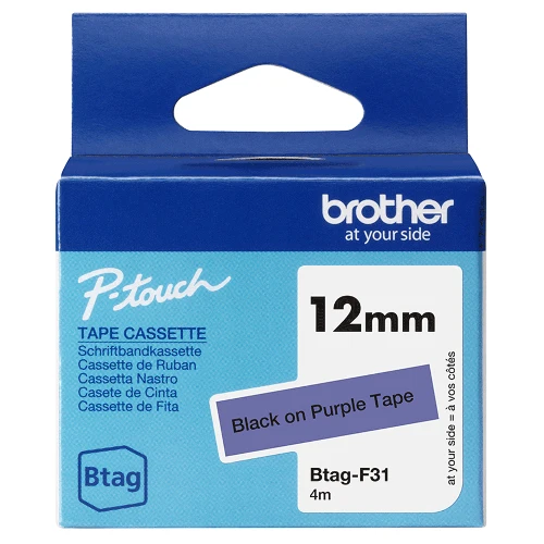 Brother BTAG-F31, Black on purple, Philippines, 5 year(s), Brother, P-touch PT-N10, PT-N20, PT-N25BT, 1.2 cm