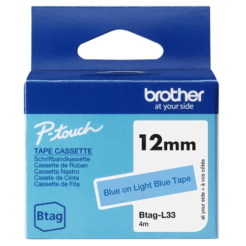Brother BTAG-L33, Blue on light blue, Philippines, 5 year(s), Brother, P-touch PT-N10, PT-N20, PT-N25BT, 1.2 cm