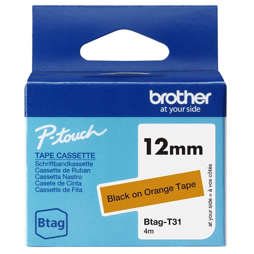 Brother BTAG-T31, Black on orange, Philippines, 5 year(s), Brother, P-touch PT-N10, PT-N20, PT-N25BT, 1.2 cm