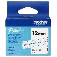 Brother BTAG-133, Blue on transparent, Philippines, 5 year(s), Brother, P-touch PT-N10, PT-N20, PT-N25BT, 1.2 cm