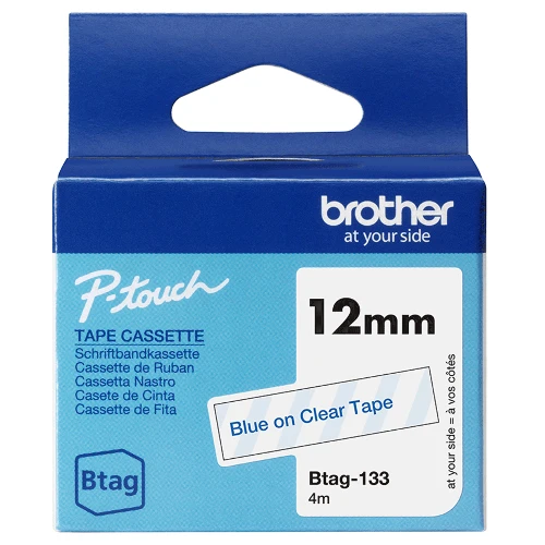 Brother BTAG-133, Blue on transparent, Philippines, 5 year(s), Brother, P-touch PT-N10, PT-N20, PT-N25BT, 1.2 cm