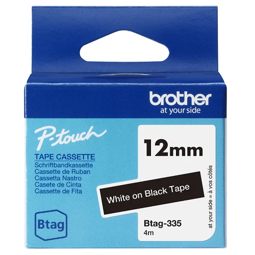 Brother BTAG-335, White on black, Philippines, 5 year(s), Brother, P-touch PT-N10, PT-N20, PT-N25BT, 1.2 cm