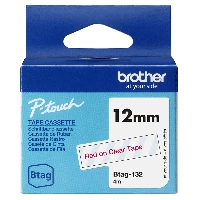 Brother BTAG-132, Red on transparent, Philippines, 5 year(s), Brother, P-touch PT-N10, PT-N20, PT-N25BT, 1.2 cm