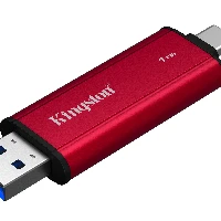 Kingston Technology 1TB Dual USB-A/C Portable SSD, Up to 1050MB/s USB 3.2 Gen 2, 1 TB, USB Type-A / USB Type-C, 3.2 Gen 2 (3.1 Gen 2), 1050 MB/s, Black, Red
