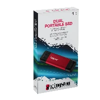Kingston Technology 1TB Dual USB-A/C Portable SSD, Up to 1050MB/s USB 3.2 Gen 2, 1 TB, USB Type-A / USB Type-C, 3.2 Gen 2 (3.1 Gen 2), 1050 MB/s, Black, Red