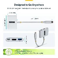 StarTech.com USB-C to HDMI Multiport Adapter with 140W PD Charging, 4K 60Hz HDMI, USB 5Gbps Hub, Mini Dock For MacBook / Dell / Thinkpad / HP / iPad / Tablets, Wired, USB 3.2 Gen 1 (3.1 Gen 1) Type-C, 140 W, White, 5 Gbit/s, 4K DCI