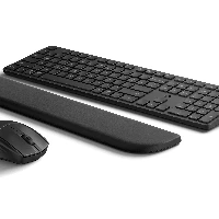 HP Multi-Device Dual-Mode Mouse and Keyboard Combo with Palm Rest 585C, Full-size (100%), Wireless, RF Wireless + Bluetooth, Plunger key switch, Black, Mouse included