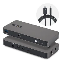 StarTech.com 4-Port Thunderbolt 5 Hub with Thunderbolt Share KVM, 80/120Gbps, 8K Multi-Display, 140W PD, USB-A 10Gbps, TB4 & USB4, MacBook M4 Pro M4 Max M5, Thunderbolt 5, Thunderbolt 5, USB 3.2 Gen 2 (3.1 Gen 2) Type-A, Kensington, 80 Mbit/s, 7680 x 4320, Grey