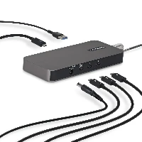 StarTech.com 4-Port Thunderbolt 5 Hub with Thunderbolt Share KVM, 80/120Gbps, 8K Multi-Display, 140W PD, USB-A 10Gbps, TB4 & USB4, MacBook M4 Pro M4 Max M5, Thunderbolt 5, Thunderbolt 5, USB 3.2 Gen 2 (3.1 Gen 2) Type-A, Kensington, 80 Mbit/s, 7680 x 4320, Grey