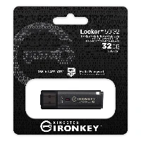 Kingston Technology IronKey 32GB Locker Plus 50 G2, FIPS 197, AES-256, 32 GB, USB Type-A, 3.2 Gen 1 (3.1 Gen 1), 145 MB/s, Cap, Black