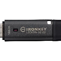 Kingston Technology IronKey 128GB Locker Plus 50 G2, FIPS 197, AES-256, 128 GB, USB Type-A, 3.2 Gen 1 (3.1 Gen 1), 145 MB/s, Cap, Black