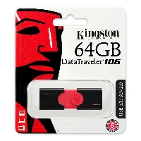 Kingston Technology DataTraveler 106, 64 GB, USB Type-A, 3.2 Gen 1 (3.1 Gen 1), Slide, Black, Red
