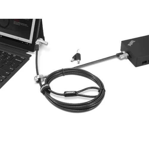 Lenovo 4XE1B81918, 1.8 m, Kensington, Key, Carbon steel, Plastic, Black