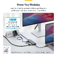 StarTech.com USB-C to HDMI Multiport Adapter, 140W PD Charging, 4K 60Hz, 3-Port USB 10Gbps Hub, SD Card Slot, 2.5GbE, Mini Dock for MacBook / Dell / Thinkpad / HP, Wired, USB 3.2 Gen 2 (3.1 Gen 2) Type-C, 140 W, 10,100,1000,2500 Mbit/s, Grey, SD