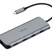 Targus Dual Video Mobile Dock with 140W EPR Pass-Thru, Wired, USB 3.2 Gen 2 (3.1 Gen 2) Type-C, 140 W, 1000 Mbit/s, Grey, 10 Gbit/s