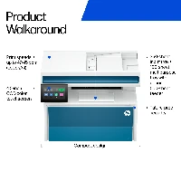 HP LaserJet Pro 4113fdw Black and white Printer, Ethernet Only Copier, Scanner Duplex, Laser, Mono printing, 1200 x 1200 DPI, A4, Direct printing, White, Blue