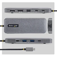 StarTech.com 10-in-1 USB-C to Dual-DisplayPort Multiport Adapter, 100W Power Delivery Charging, 2x 4K 60Hz, 5-Port 5Gbps Hub, Gigabit Ethernet, Type-C Mini Dock, Wired, USB 3.2 Gen 1 (3.1 Gen 1) Type-C, 100 W, 10,100,1000 Mbit/s, Grey, 5 Gbit/s