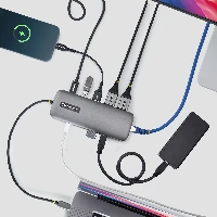 StarTech.com 10-in-1 USB-C to Dual-DisplayPort Multiport Adapter, 100W Power Delivery Charging, 2x 4K 60Hz, 5-Port 5Gbps Hub, Gigabit Ethernet, Type-C Mini Dock, Wired, USB 3.2 Gen 1 (3.1 Gen 1) Type-C, 100 W, 10,100,1000 Mbit/s, Grey, 5 Gbit/s