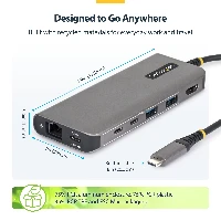 StarTech.com USB-C to HDMI Multiport Adapter with 140W PD Charging, 4K 60Hz, 5-Port USB 5Gbps Hub, GbE, Type-C Mini Dock for MacBook / Dell / Thinkpad / HP, Wired, USB 3.2 Gen 1 (3.1 Gen 1) Type-C, 140 W, 10,100,1000 Mbit/s, Grey, 5 Gbit/s