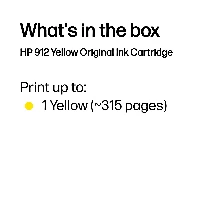 HP 912 Yellow Original Ink Cartridge, Standard Yield, Yellow, Pigment-based ink, 2.9 ml, 1 pc(s), Single pack