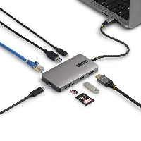 StarTech.com USB-C Multiport Adapter with 4K 60Hz HDMI, 140W Power Delivery, USB 10Gbps Hub, GbE, SD and MicroSD Slots, Plug-and-Play Mini Dock for Dell, HP, Lenovo Laptops, Wired, USB 3.2 Gen 2 (3.1 Gen 2) Type-C, 140 W, 100,10,1000 Mbit/s, Grey, MicroSD (TransFlash), SD