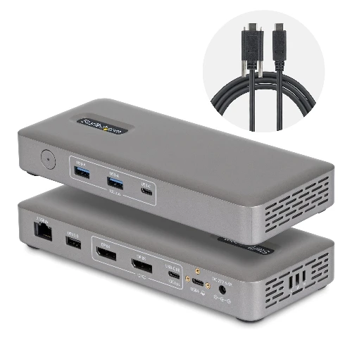 StarTech.com USB4 Docking Station, Driverless Dual 4K 144Hz for Mac and Windows, Universal USB-C Dock with DisplayPort, 100W PD and 2.5GbE, Wired, USB4, 10,100,1000,2500 Mbit/s, Grey, 10 Gbit/s, 8K Ultra HD