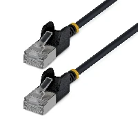 StarTech.com 50cm Black Ultra Slim Cat6A Ethernet Cable, Snagless, FTP, Pure Bare Copper Wire, 34AWG Slim RJ45 Network Patch Cord, Individually Tested, 0.5 m, Cat6a, U/FTP (STP), RJ-45, RJ-45, Black