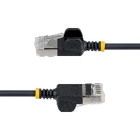 StarTech.com 50cm Black Ultra Slim Cat6A Ethernet Cable, Snagless, FTP, Pure Bare Copper Wire, 34AWG Slim RJ45 Network Patch Cord, Individually Tested, 0.5 m, Cat6a, U/FTP (STP), RJ-45, RJ-45, Black