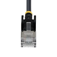 StarTech.com 50cm Black Ultra Slim Cat6A Ethernet Cable, Snagless, FTP, Pure Bare Copper Wire, 34AWG Slim RJ45 Network Patch Cord, Individually Tested, 0.5 m, Cat6a, U/FTP (STP), RJ-45, RJ-45, Black