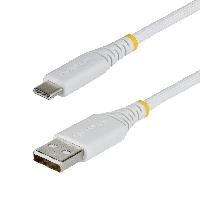 StarTech.com 15cm (6in) USB-A to USB-C Fast Charging Cable, 15W 3A, Dual-Layer Braided Nylon/TPE Jacket, Durable USB-A to Type C Charger Cord, White USB A to USB C Cable, 0.15 m, USB A, USB C, USB 2.0, 0.48 Gbit/s, White