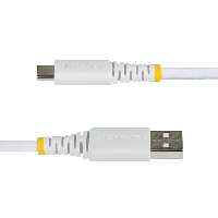 StarTech.com 15cm (6in) USB-A to USB-C Fast Charging Cable, 15W 3A, Dual-Layer Braided Nylon/TPE Jacket, Durable USB-A to Type C Charger Cord, White USB A to USB C Cable, 0.15 m, USB A, USB C, USB 2.0, 0.48 Gbit/s, White