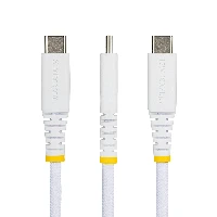 StarTech.com 15cm (6in) USB-A to USB-C Fast Charging Cable, 15W 3A, Dual-Layer Braided Nylon/TPE Jacket, Durable USB-A to Type C Charger Cord, White USB A to USB C Cable, 0.15 m, USB A, USB C, USB 2.0, 0.48 Gbit/s, White