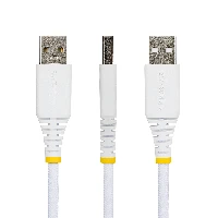 StarTech.com 15cm (6in) USB-A to USB-C Fast Charging Cable, 15W 3A, Dual-Layer Braided Nylon/TPE Jacket, Durable USB-A to Type C Charger Cord, White USB A to USB C Cable, 0.15 m, USB A, USB C, USB 2.0, 0.48 Gbit/s, White