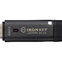 Kingston Technology IronKey 256GB Locker Plus 50 G2, FIPS 197, AES-256, 256 GB, USB Type-A, 3.2 Gen 1 (3.1 Gen 1), 145 MB/s, Cap, Black