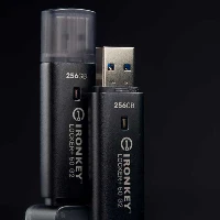 Kingston Technology IronKey 256GB Locker Plus 50 G2, FIPS 197, AES-256, 256 GB, USB Type-A, 3.2 Gen 1 (3.1 Gen 1), 145 MB/s, Cap, Black