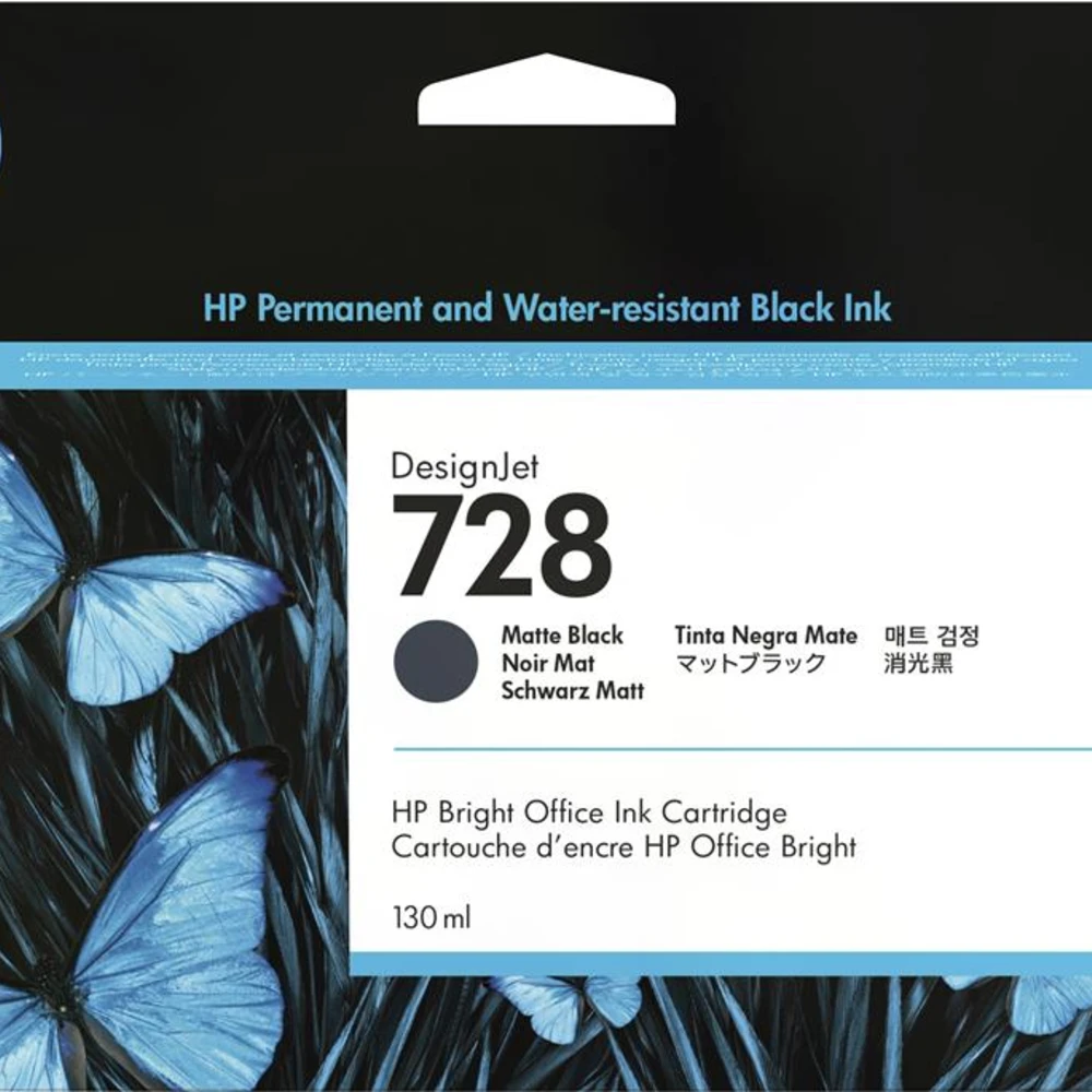 HP 728 Matte Black Ink Cartridge 4-Pack – 40ml, For DesignJet T830 Plotters