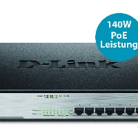 D-Link DGS-1008MP, Unmanaged, Gigabit Ethernet (10/100/1000), Full duplex, Power over Ethernet (PoE), Rack mounting, 1U