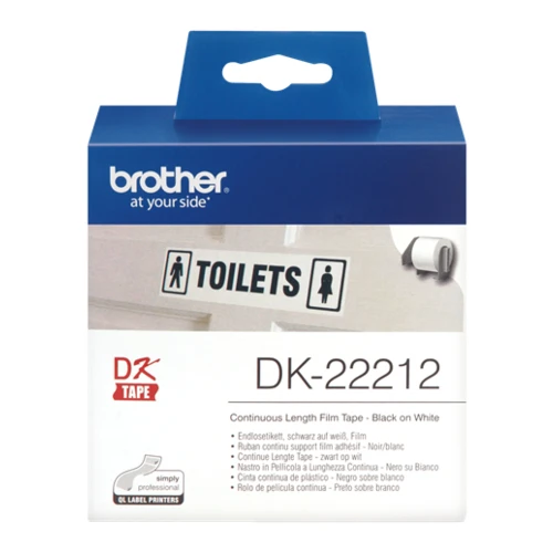 Brother White Continuous Film Tape, Black on white, DK, White, Direct thermal, Brother, Brother QL1050, QL1060N, QL500, QL500A, QL550, QL560, QL560VP, QL570, QL580N, QL650TD, QL700,...