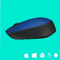 Logitech M171 Wireless Mouse, Ambidextrous, Optical, RF Wireless, 1000 DPI, Blue