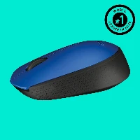 Logitech M171 Wireless Mouse, Ambidextrous, Optical, RF Wireless, 1000 DPI, Blue