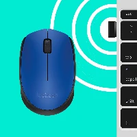 Logitech M171 Wireless Mouse, Ambidextrous, Optical, RF Wireless, 1000 DPI, Blue
