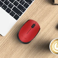 Logitech M171 Wireless Mouse, Ambidextrous, Optical, RF Wireless, 1000 DPI, Red