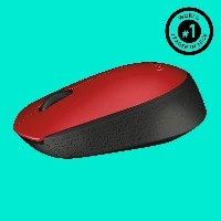 Logitech M171 Wireless Mouse, Ambidextrous, Optical, RF Wireless, 1000 DPI, Red