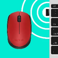 Logitech M171 Wireless Mouse, Ambidextrous, Optical, RF Wireless, 1000 DPI, Red