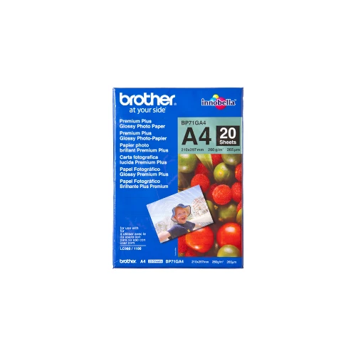 Brother A4 Glossy Paper, 260 g/m, A4, Blue, Red, 20 sheets, 265 m, 100 year(s)