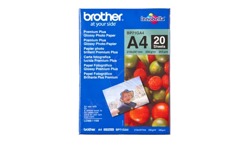 Brother A4 Glossy Paper, 260 g/m, A4, Blue, Red, 20 sheets, 265 m, 100 year(s)